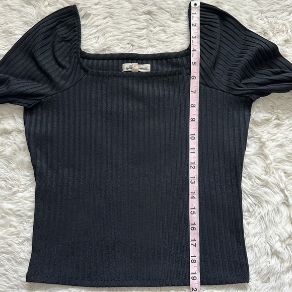 Madewell Top Ribbed Square-Neck Long-Sleeve Tee True Black M NWT New - Picture 11 of 12